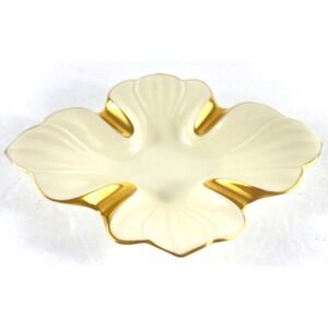 Lenox Ashtray Trinket Dish Four Petal Leaf 24k Gold Trim 7.5" x 5.5"